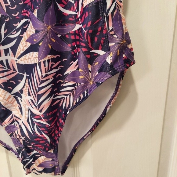 Nicole Miller purple floral raspberry sorbet Racerback One-piece Swimsuit 3X NWT - Picture 5 of 14